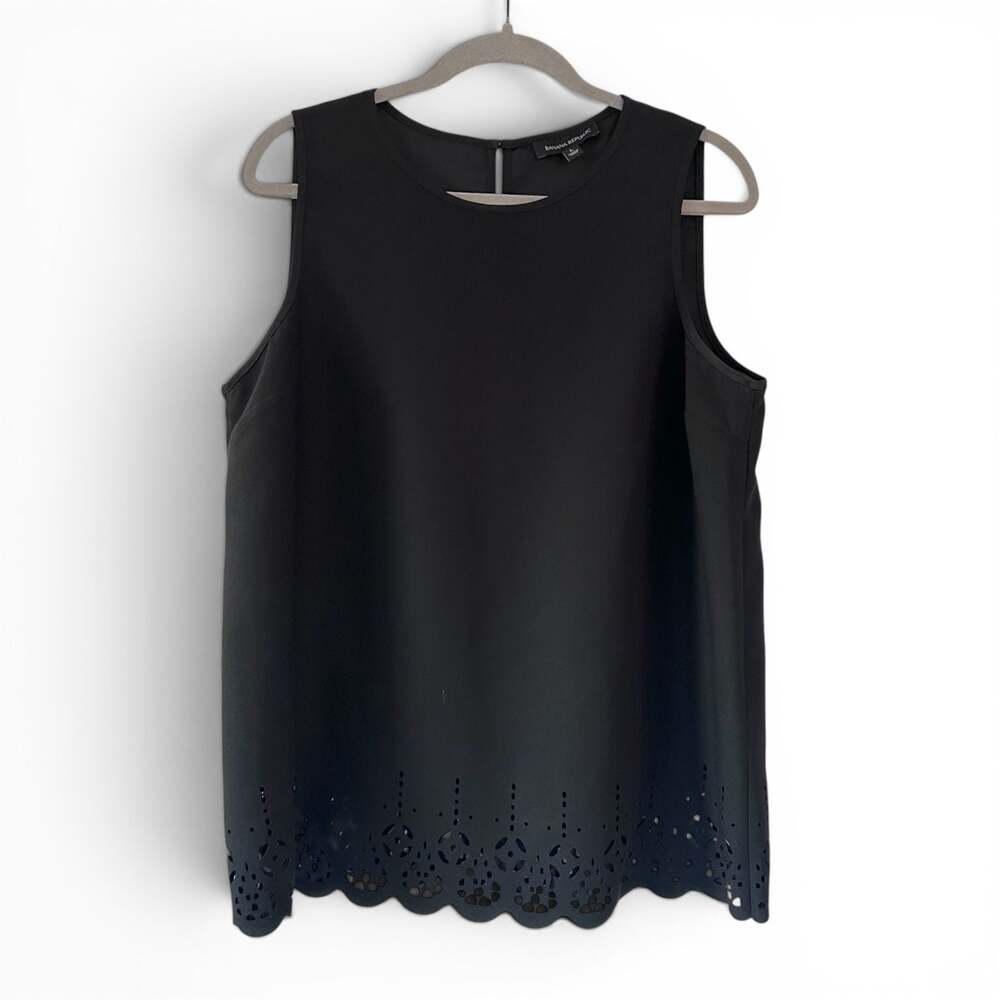 Banana Republic Sleeveless Laser Cut Scalloped Hem Tank Top Black Size L